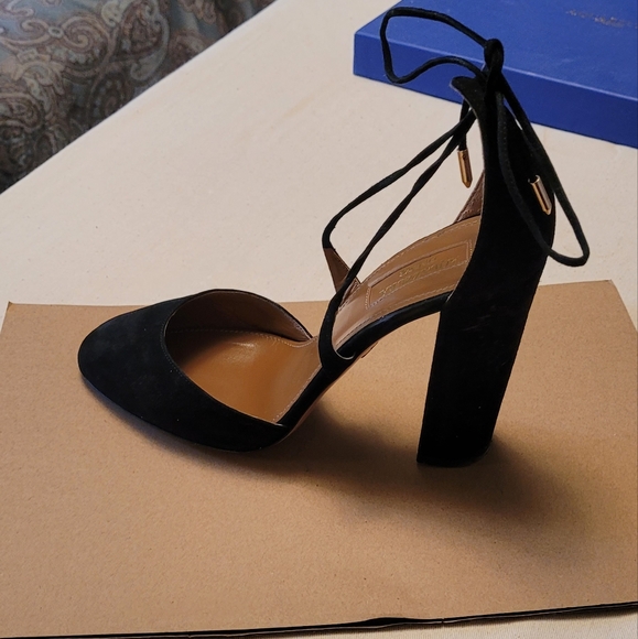 Aquazzura Shoes - Black 4" heel suede shoes